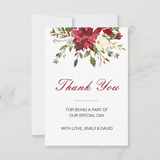 Christmas Winter Thank You Card, Wedding Card (Front)