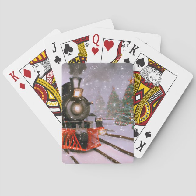 Christmas/Winter train in the snow Poker Cards (Back)