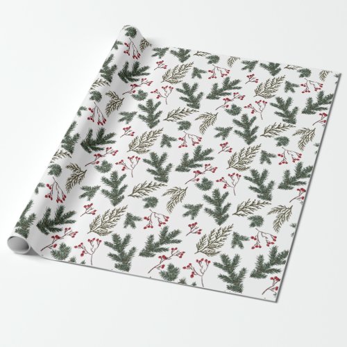 Christmas Winter Tree Branches Gift Wrapping Paper