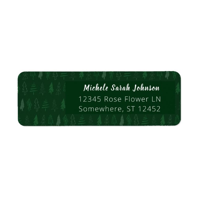 Christmas Winter Trees Green Return Address Label (Front)