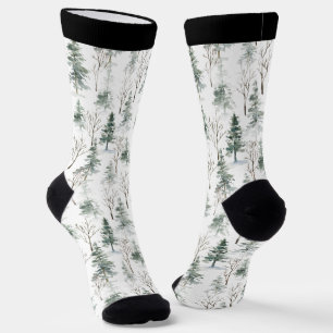 Christmas winter trees pattern socks