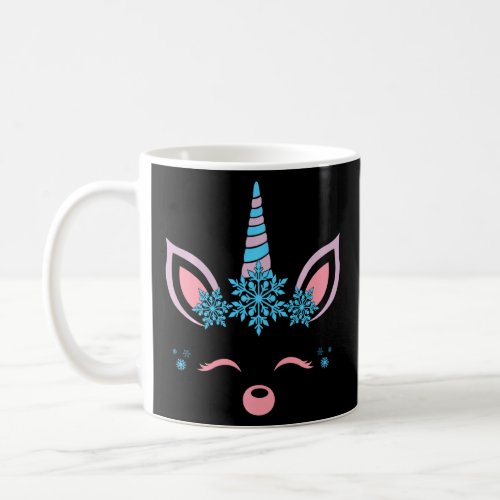 Christmas Winter Unicorn Face Cute Girls Holiday X Coffee Mug