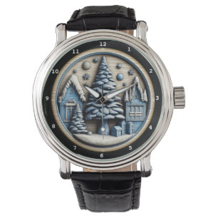 Christmas Winter Village Artistic Scene Watch
