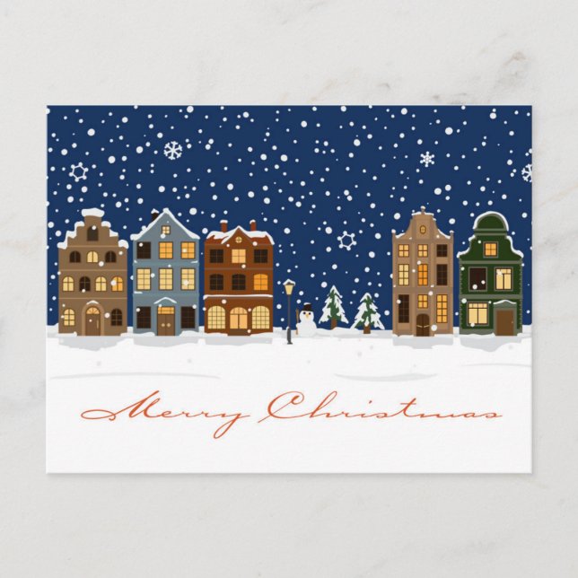 Christmas Winter Village Holiday Postcard (Front)