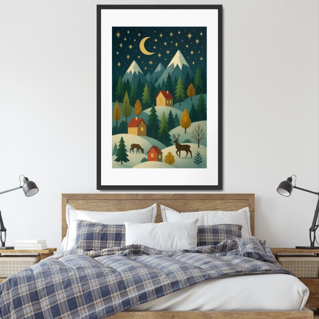 Christmas Winter Village Landscape | Scene Poster (Bedroom)
