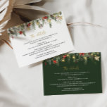 Christmas Winter Wedding Details Enclosure Card<br><div class="desc">Boho Rustic Christmas Pine Botanical Lights Winter Holiday Wedding Details Card. Bohemian Style Drop Botanicals Details Card with Elegant Lights and Simple Rustic Pine Botanicals in Hand-printed Watercolor. The Green background color is gorgeous for boho weddings and Christmas weddings. Simple,  printable Details Card for holiday and winter weddings.</div>