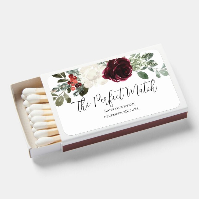 Christmas Winter Wedding Favor Matchboxes (Front Open)