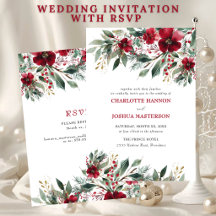 Christmas Winter Wedding Red Holly With RSVP