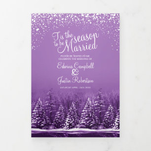 Christmas winter wedding trees and lake art Tri-Fold program