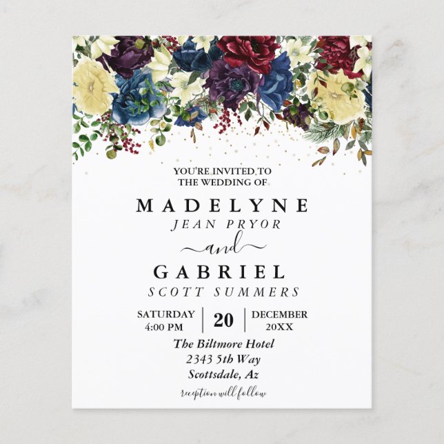 Christmas Winter Wedding Watercolor Floral  Flyer (Front)