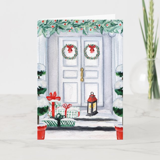 Christmas Winter Welcome Home Front Door Holiday Card (Front)