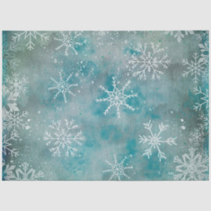 Christmas Winter White Snowflakes On Blue Tissue Paper