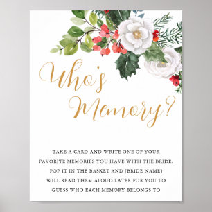 Christmas Winter Who's Memory Bridal Shower Game  Poster