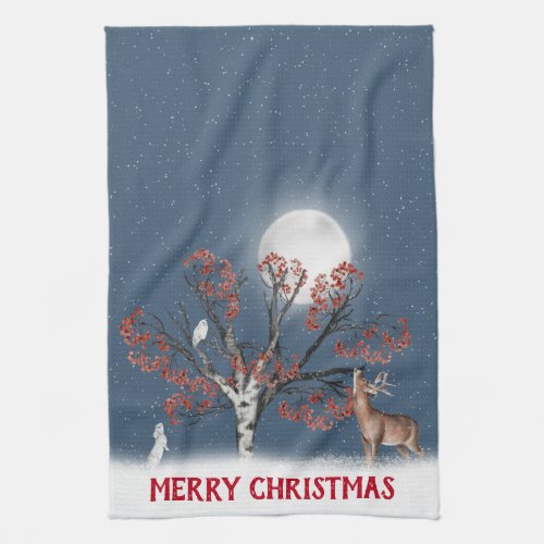 Christmas Winter Wildlife with Moon Kitchen Towel