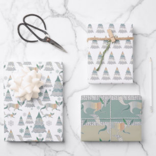 Christmas Winter Wonder Tree Wrapping Paper Sheets