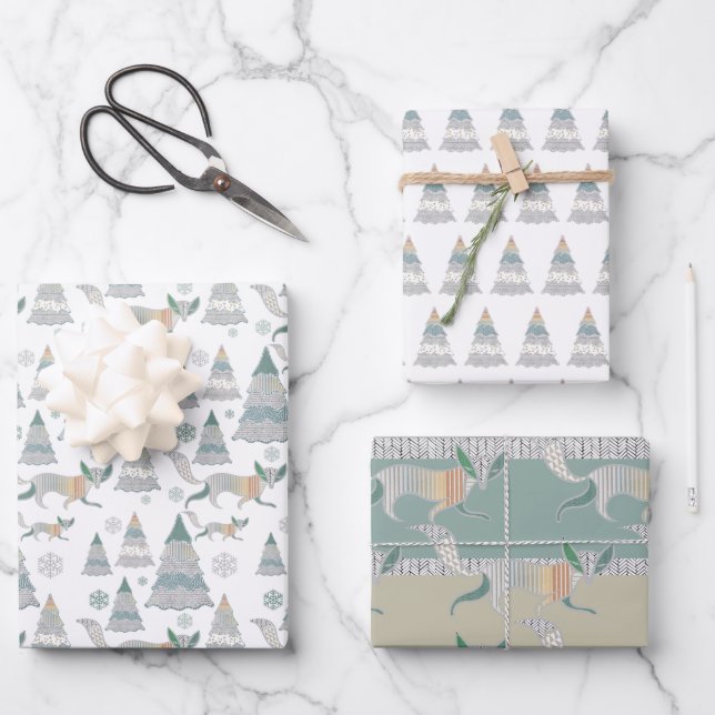 Christmas Winter Wonder Tree Wrapping Paper Sheets (Front)