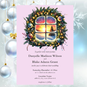 Christmas Winter Wonderland Aubergine Purple Invitation