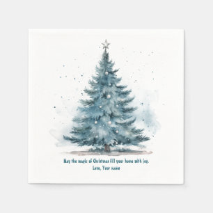 Christmas Winter Wonderland Blue Tree Paper Napkin