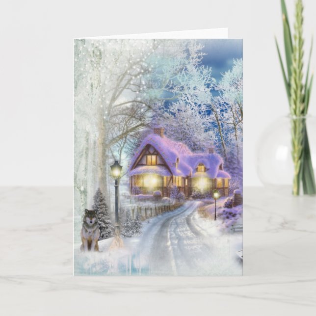 Christmas Winter Wonderland Cottage Holiday  Card (Front)