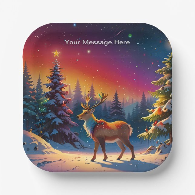 Christmas Winter Wonderland Holiday Season Paper Plates (Front)