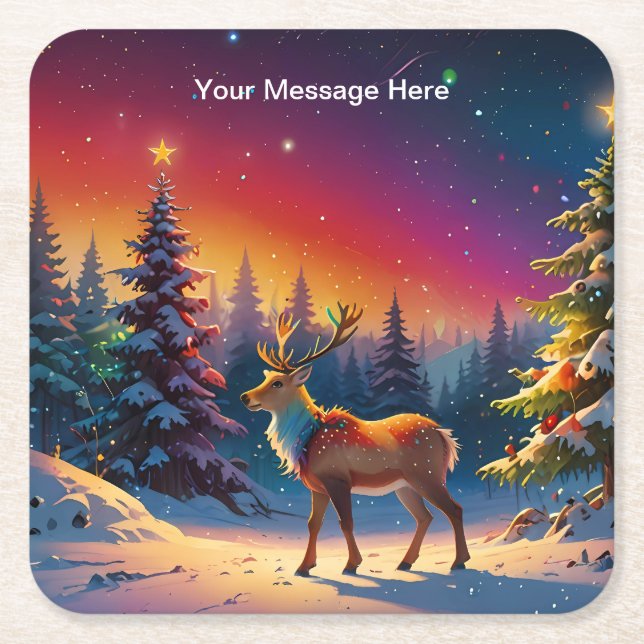 Christmas Winter Wonderland Holiday Season Square Paper Coaster (Front)