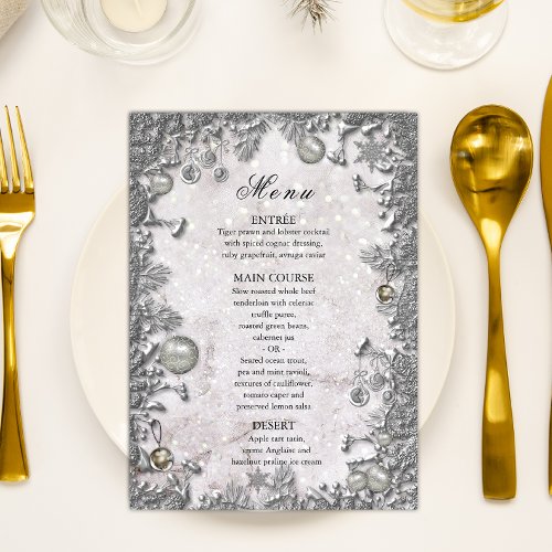 Christmas Winter Wonderland Magical Wedding  Menu