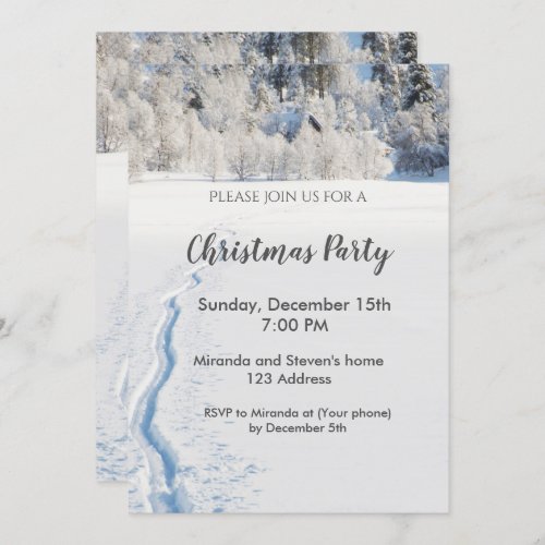 Christmas winter wonderland party invitation card