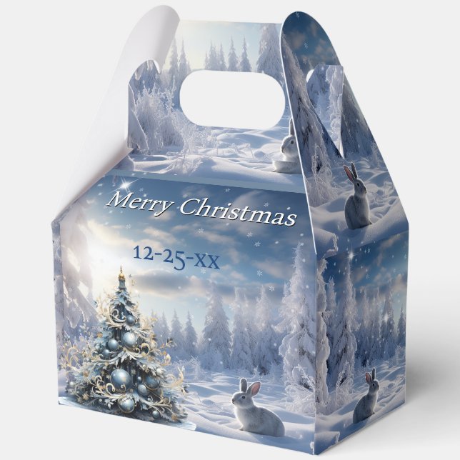 Christmas Winter Wonderland Snow Bunny  Favor Boxes (Front)