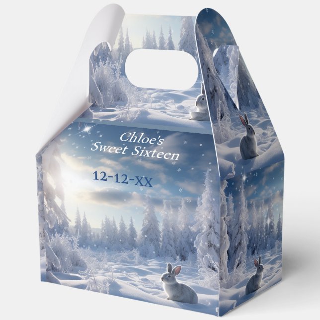 Christmas Winter Wonderland Snow Bunny  Favor Boxes (Front)