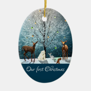 Christmas Winter Wonderland Wildlife Ceramic Ornament