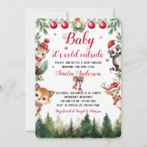 Christmas Winter Woodland Animals Baby Shower Invitation