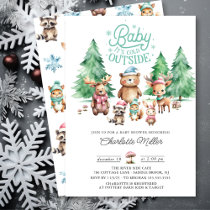 Christmas Winter Woodland Animals Baby Shower Invitation