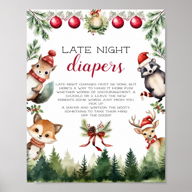 Christmas Winter Woodland Animals Poster (Front)