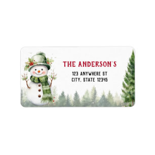Christmas Winter Woodland Animals Snowman Label