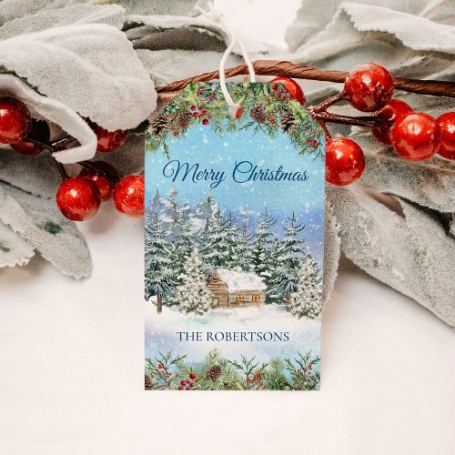 Christmas Winter Woodland Cabin Holiday Gift Tags