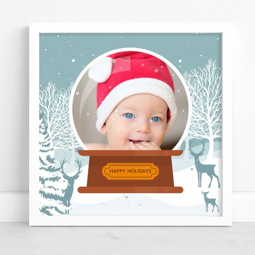 Christmas Winter Woodland Photo Snow Globe Poster