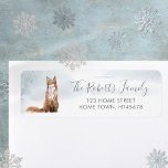 Christmas Winter Woodland Scene Fox Label<br><div class="desc">Personalize your name on these chic address stickers featuring a fox on a winter scene woodland background. Designed by Thisisnotme©</div>