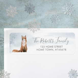 Christmas Winter Woodland Scene Fox Label