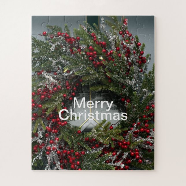 Christmas Winter Wreath Red Berries Icicles Jigsaw Puzzle (Vertical)