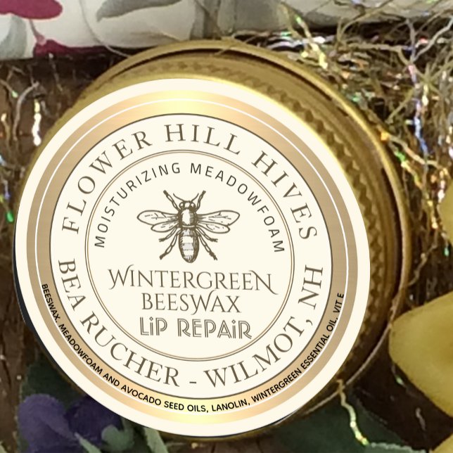 Christmas Wintergreen Beeswax Lip Repair with Bee Classic Round Sticker (Creator Uploaded)