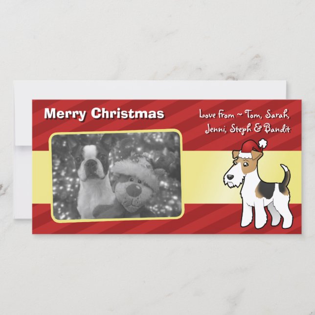 Christmas Wire Fox Terrier Holiday Card (Front)