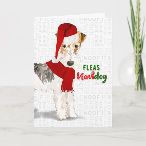 Christmas Wire Haired Fox Terrier Fleas NaviDOG Holiday Card