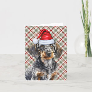 Christmas Wirehair Dachshund and Holiday Plaid
