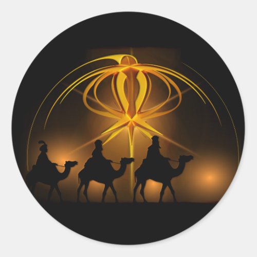 Christmas Wise Men Golden Star of Bethlehem Classic Round Sticker