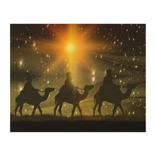 Christmas Wise Men Golden Star of Bethlehem Wood Wall Decor