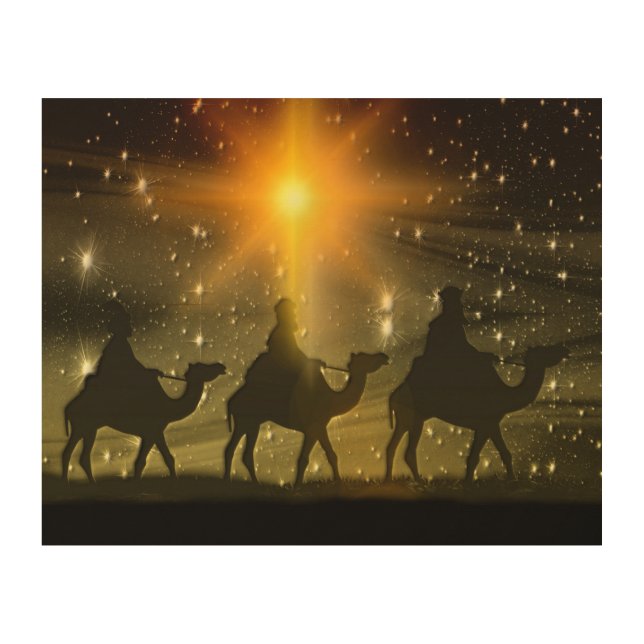 Christmas Wise Men Golden Star of Bethlehem Wood Wall Decor (Front)