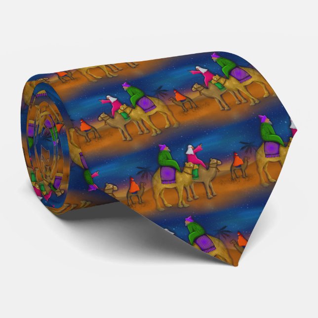 Christmas Wise Men Seamless Painting Neck Tie (Rolled)