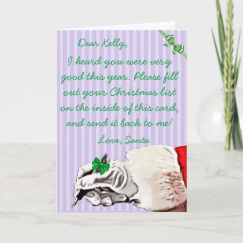 Christmas Wish Letter from Santa Claus Holiday Card