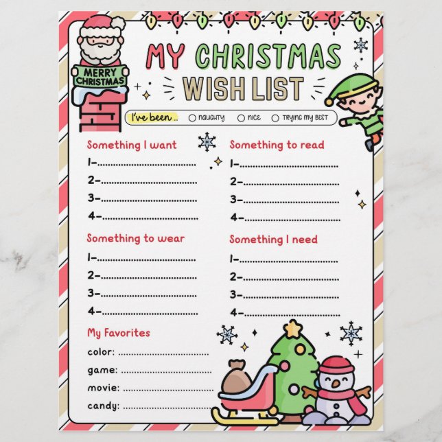 Christmas Wish List for kids Secret Santa List | Zazzle christmas-wish-list-for-kids-secret-santa-list-zazzle