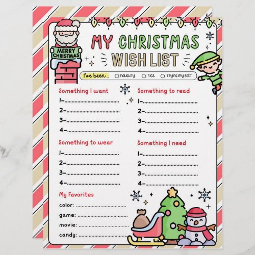 Christmas Wish List for kids Secret Santa List